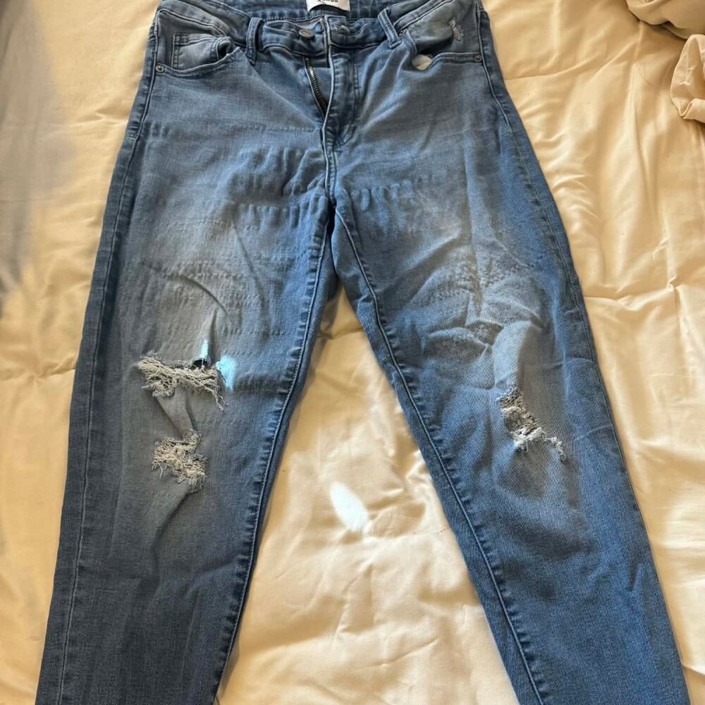 Ceros Mid-rise Sophia Skinny Monterey Blue Distressed Jeans